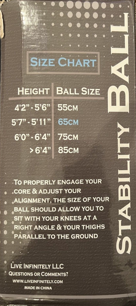 Exercise Ball 65cm Forever Flex Professional Grade Balance & Stability Ball