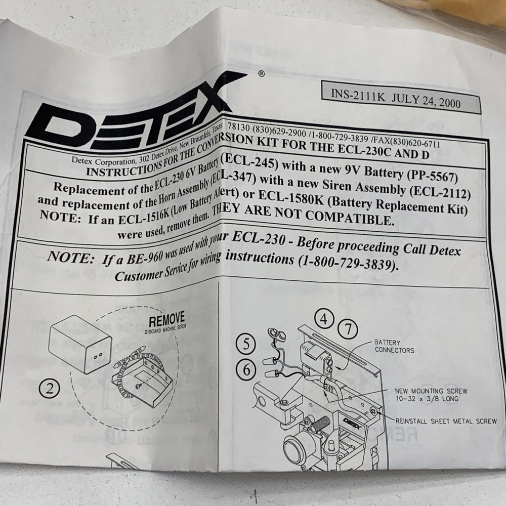Detex ECL-2111K Siren/Battery Voltage Conversion Kit for ECL-230 C&D