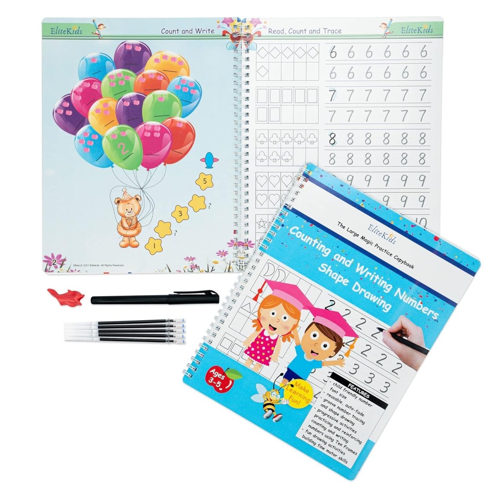 Magic Practice Copybook 6 Workbooks with Disappearing Ink Pens, Reusable...