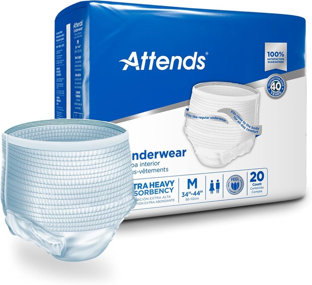 Attends APV20 Adult Underwear Extra Heavy Absorbency size Medium 80 Count