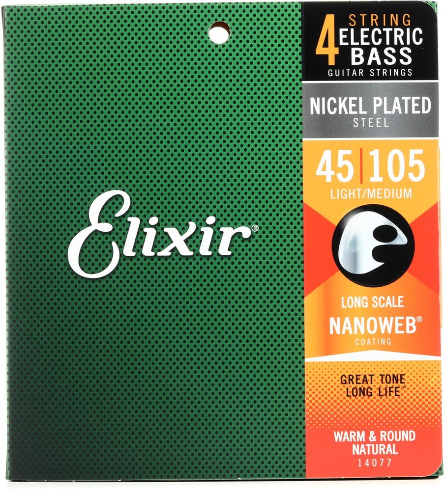 Elixir Strings 14077 Nanoweb Light/Medium, Long Scale Electric Bass Strings