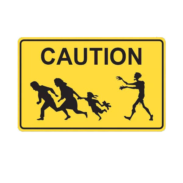 Caution Zombies Sticker Decal