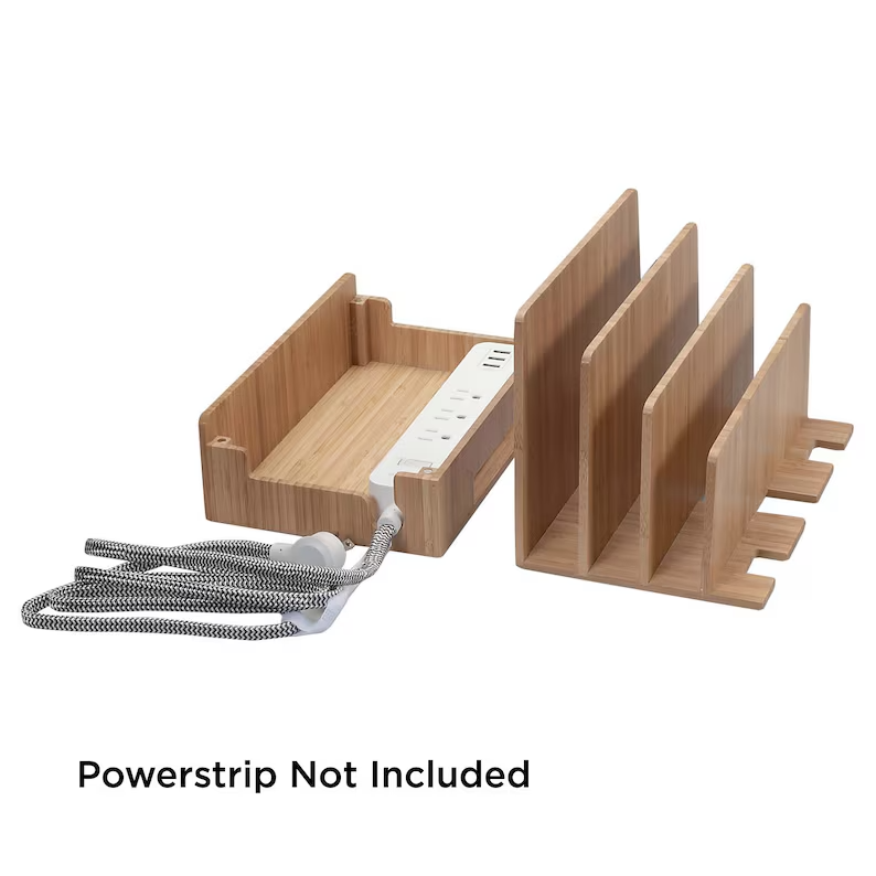 MobileVision Bamboo Charging Station & Multi Device Organizer Slim Version