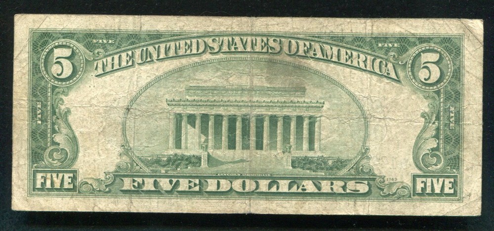 1934-D $5 FIVE DOLLARS *STAR* SILVER CERTIFICATE CURRENCY NOTE 