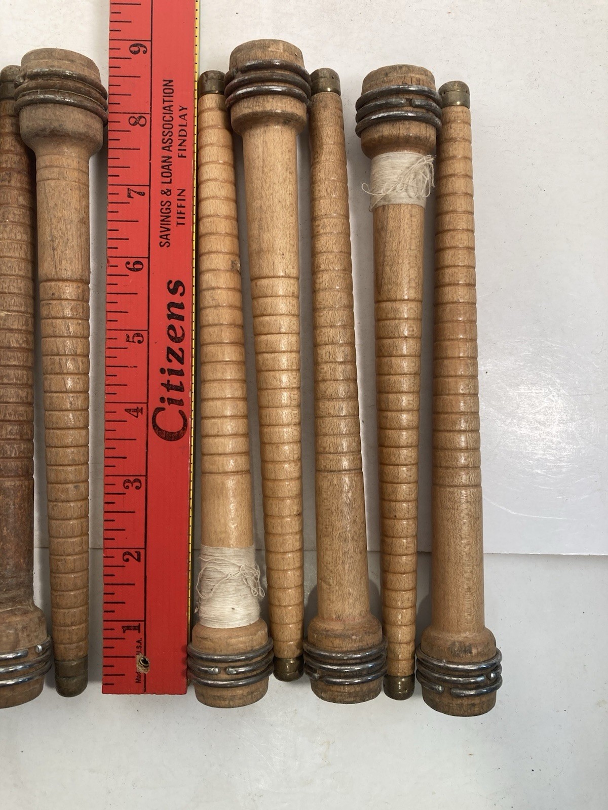 Wood Bobbins Spools Wooden Industrial Style Spindles 8.75" Wooden Quills Lot-10: