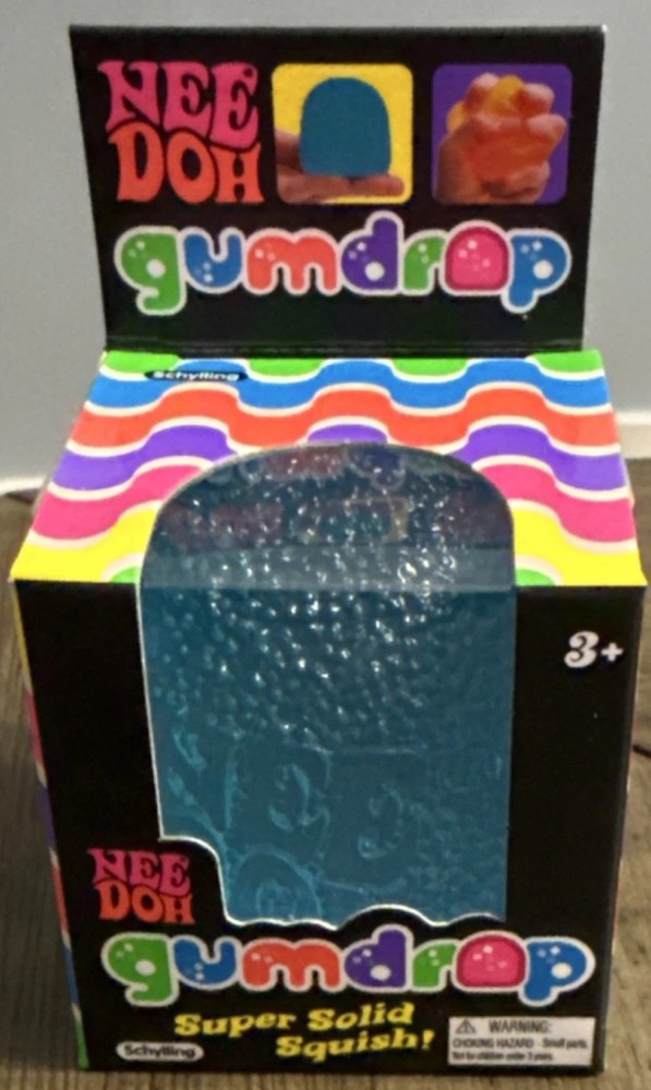 Schylling Nee Doh Gumdrop Super Solid Squish Sensory Squeeze Toy Blue