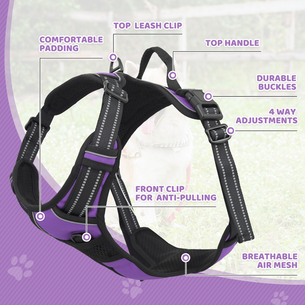 Comfortable Reflective No Pull Pet Dog Harness w/ Control Handle for Large Dogs