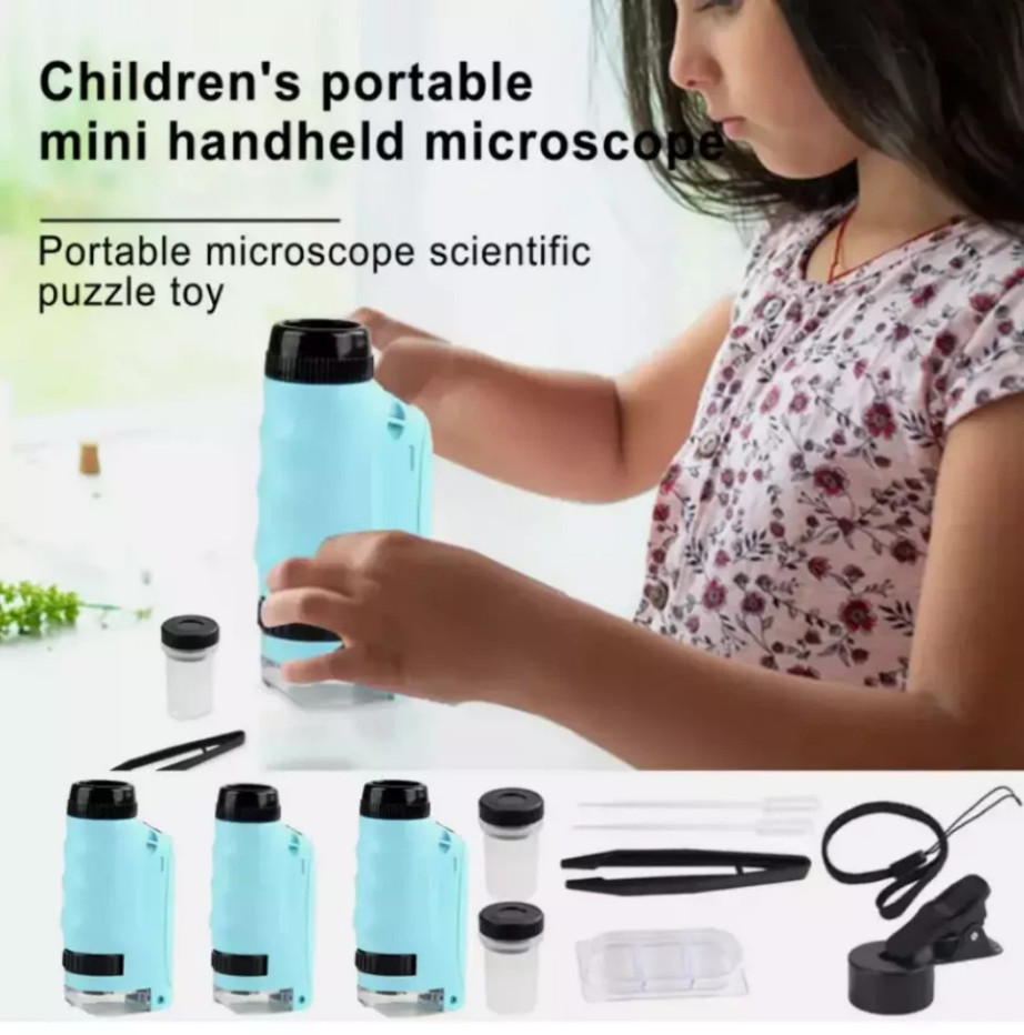 Mini Microscope for Kids, Portable Microscope, LED Lighting Small Handheld***