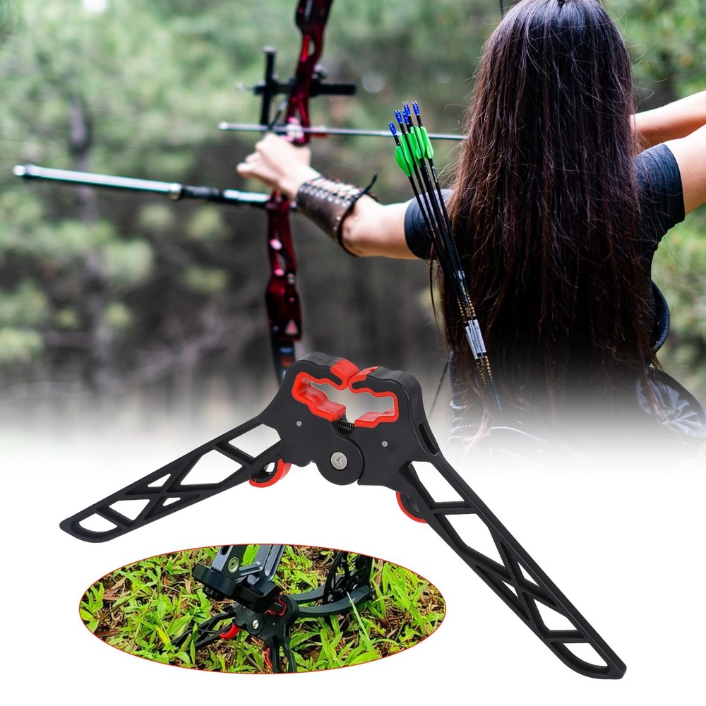 Folding Bow Stabilizer Stand 7 inches long, maximum width: 4", Black and red