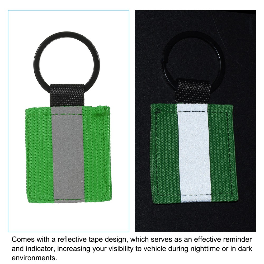 9 Pcs Reflective Keychain Tag, Reflective Zipper Pulls, Green