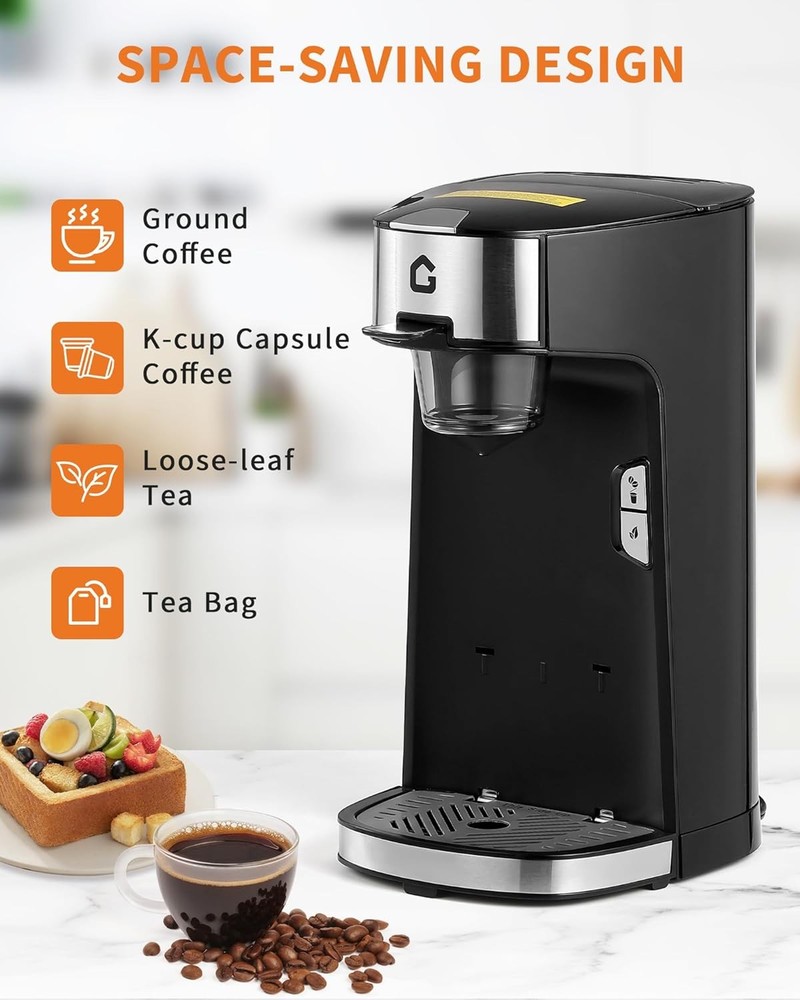 Single Serve Coffee Maker K Cup Machine Fast Brew 8-12oz One Button Compact Size