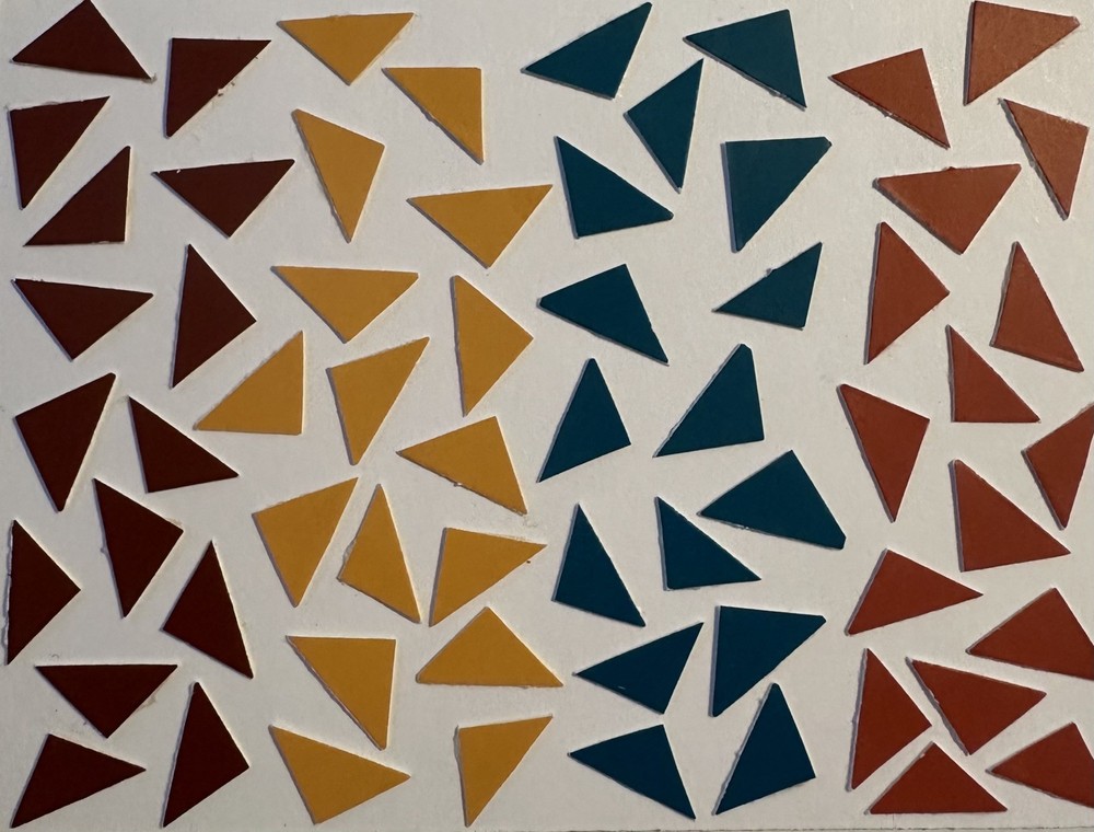 2 ACEO Original Mixed Media Paint Samples Unique Triangles Colorful OOAK