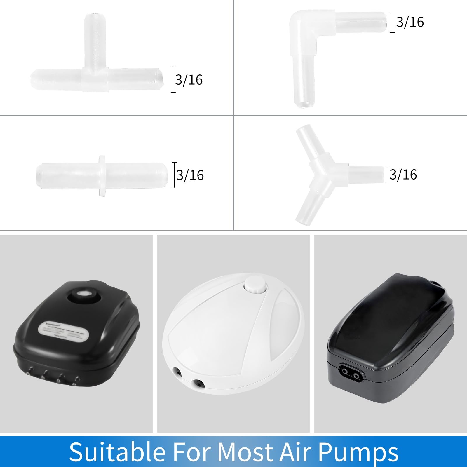 Aquarium Airline Tubing Connector, Fish Tank Air Pump Connector, Plastic, 40Pcs