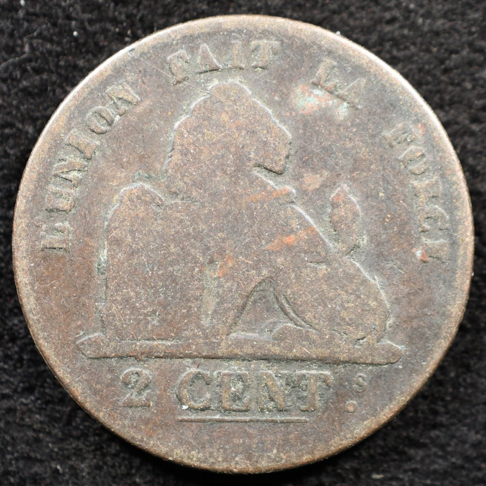 Belgium 2 Centimes 1836, Coin, Filled Die Error, Inv#E959