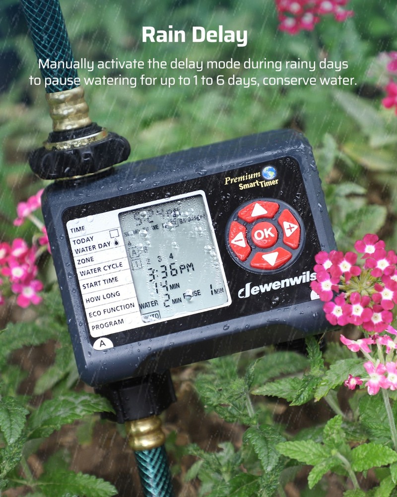 DEWENWILS 2 Zone Sprinkler Timer 8 Programs Water Hose Timer Leakproof Outdoor
