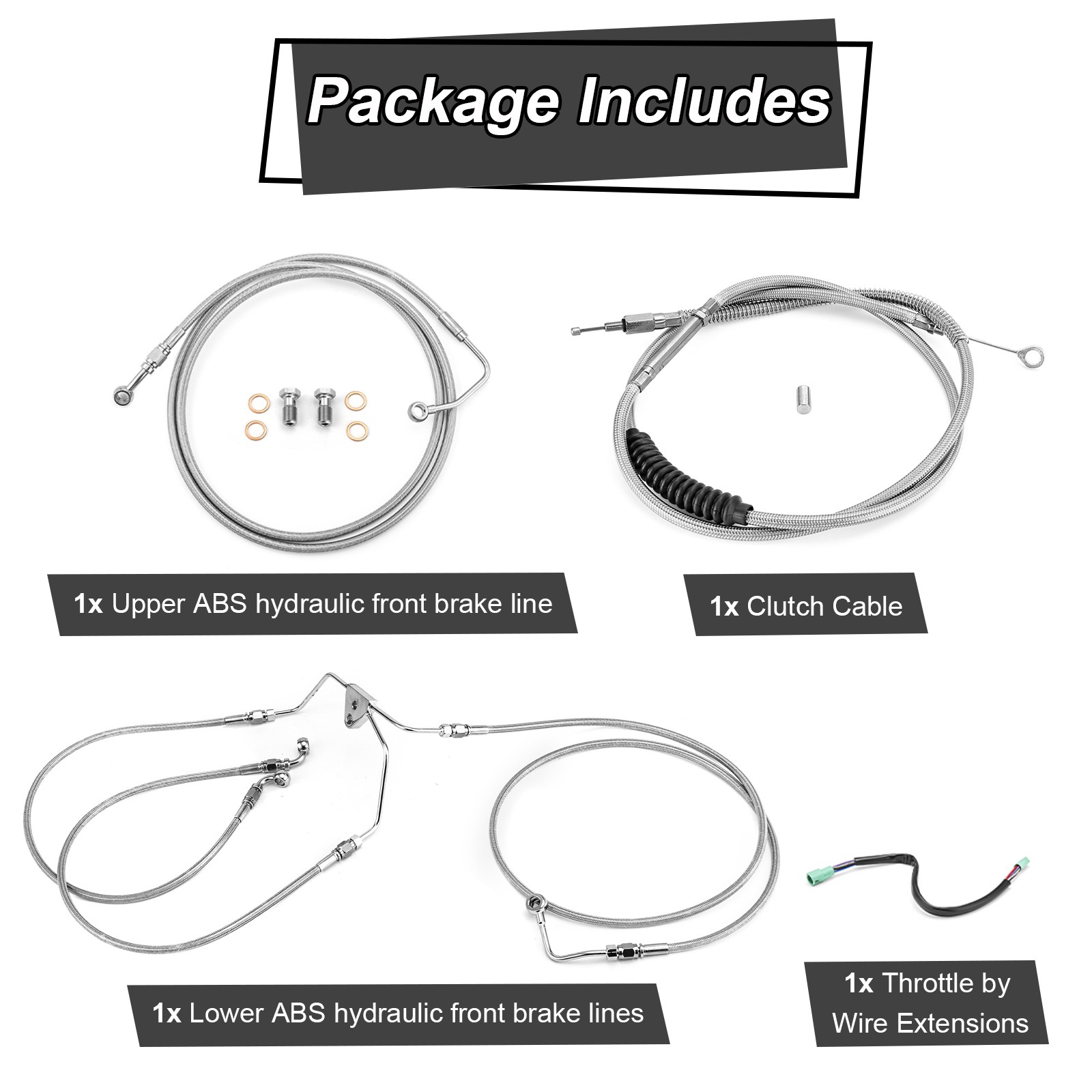 Black Handlebar Cable Kit For 2009-2013 Harley Touring 12"-14" Handlebar ABS