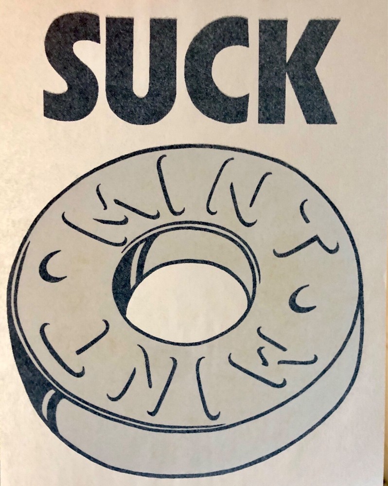 Original Vintage Suck Iron On Transfer