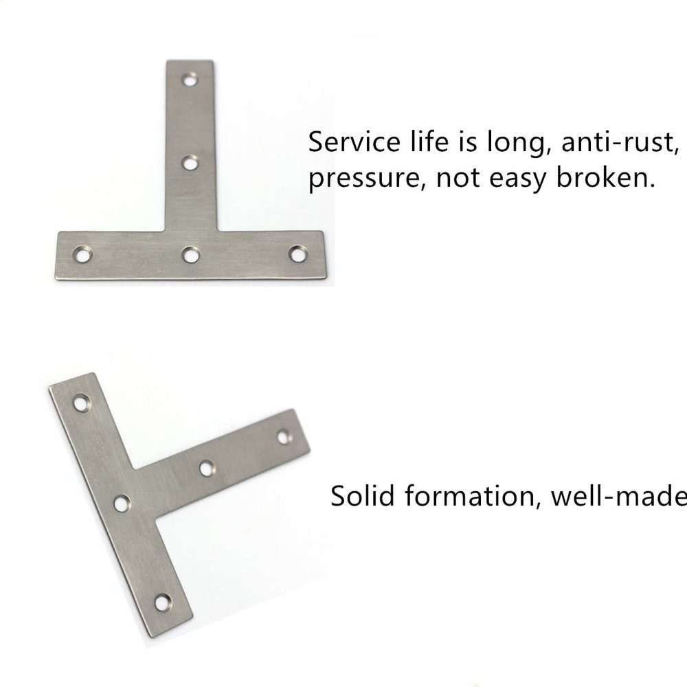 T Brackets, 10PCS Stainless Steel T Flat T Shape Medium, Silver