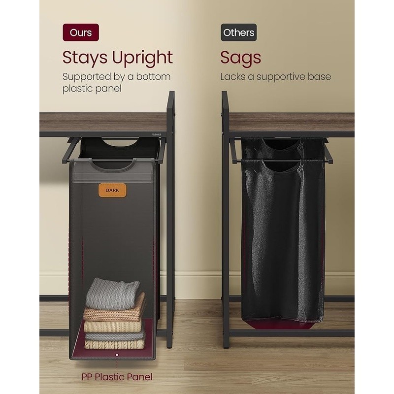 Spacious Mobile Laundry Cart W/ Removable Liners & Sorting Labels 4 Compartments