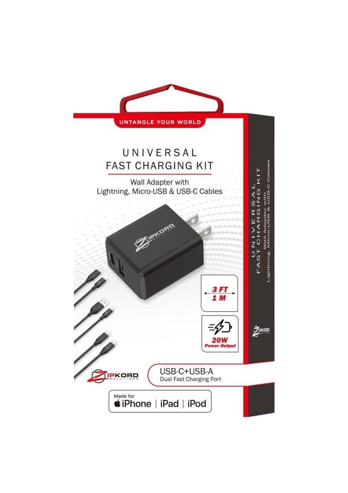 ZIPKORD Universal Fast Charging Kit - Dual USB-C / USB-A
