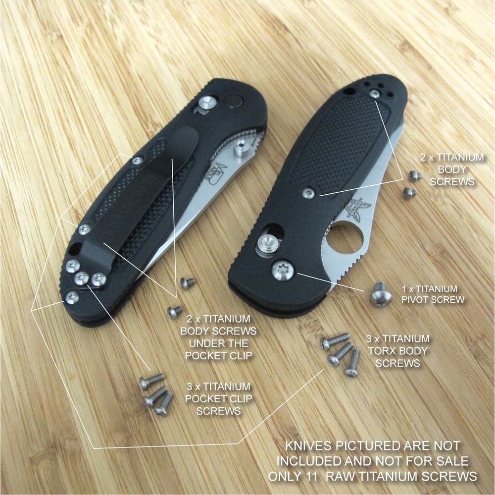 Benchmade 555 556 557 Mini Griptilian 11PC Replacement RAW Ti Titanium Screw Set