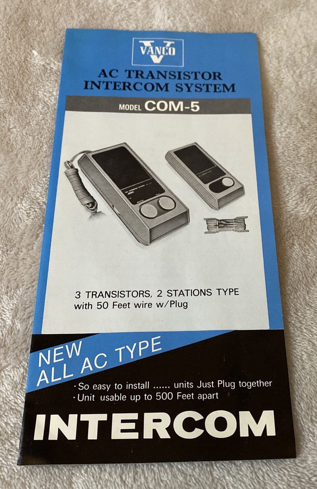 Vintage NOS VANCO AC 2-Station Intercom System in Orignal Packaging