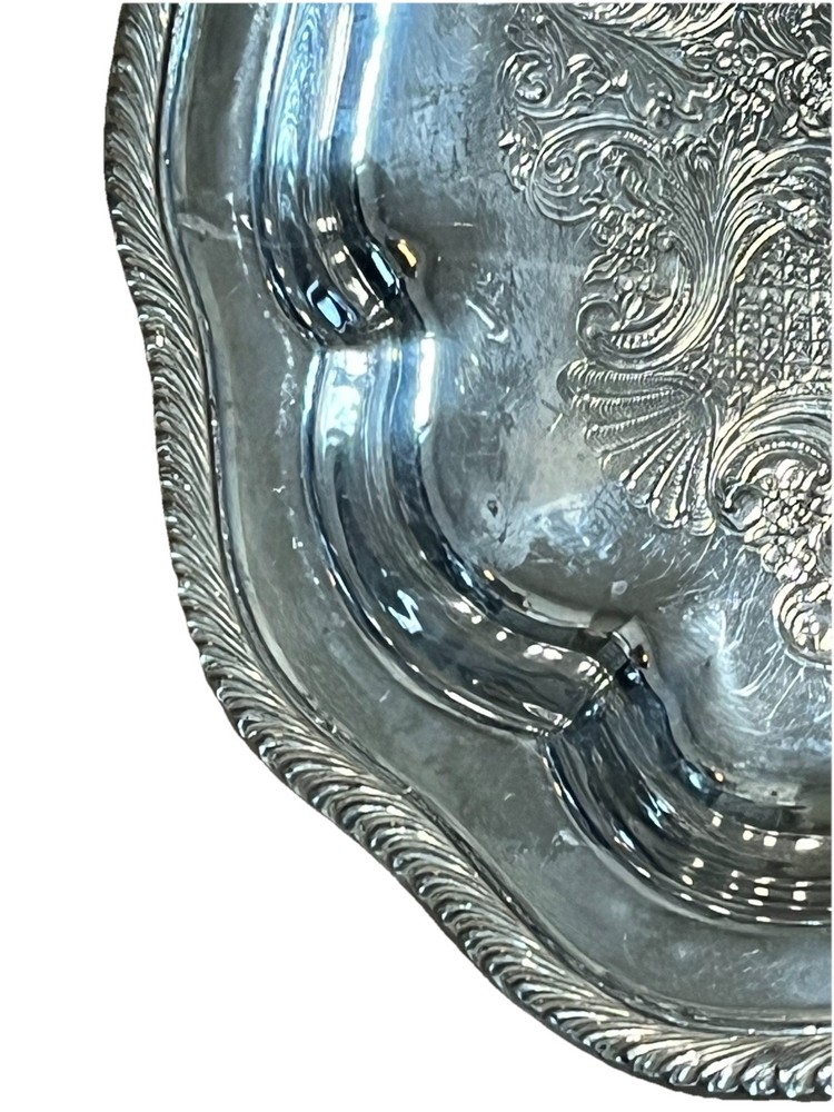 Wm Rogers Silver Plate Bread Tray 360 Vintage Oblong Oval Small Serving