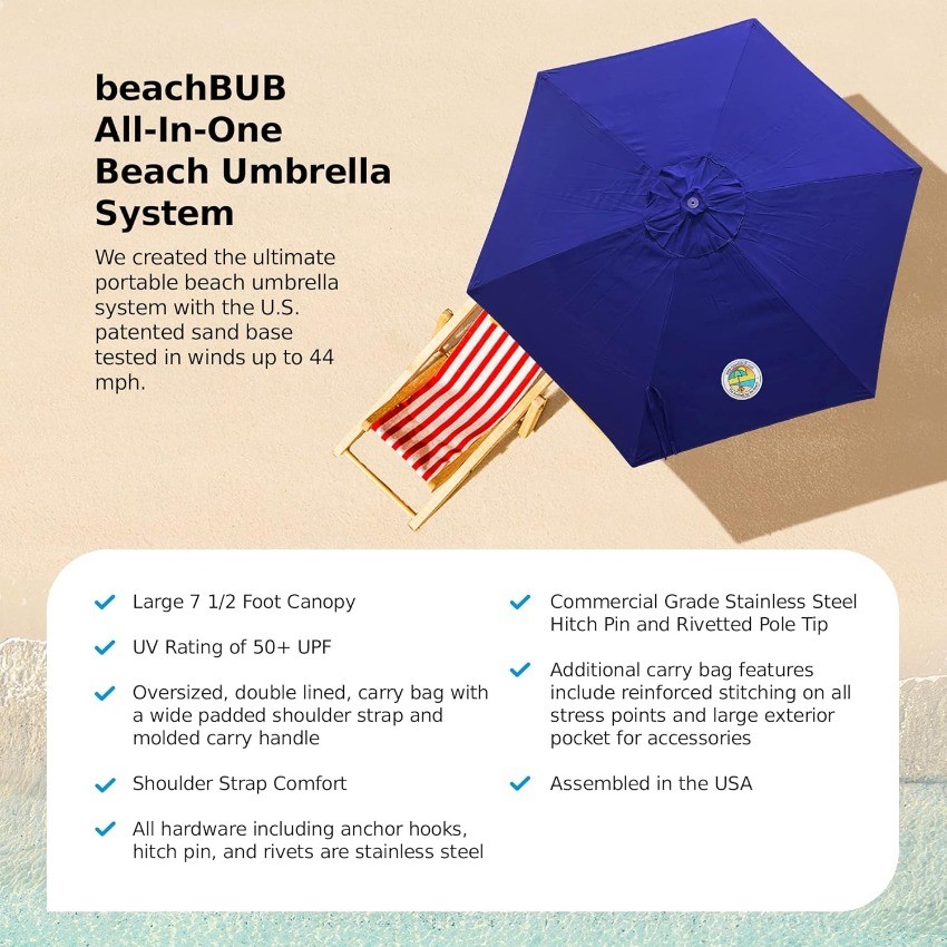 BEACHBUB ALL-IN-ONE BEACH UMBRELLA SYSTEM. Includes ULTRA Base