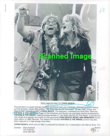 Press Photo: ERIC BURDON & KATRINA LESKANICH 8x10 B&W 1990 The Animals