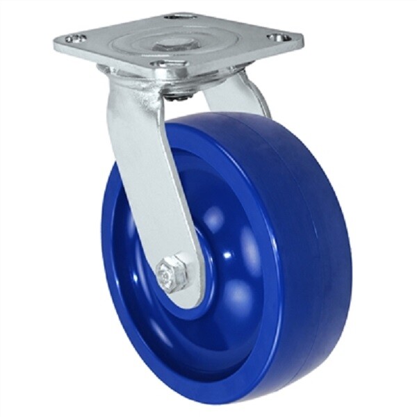 CASTERHQ- 6" Stainless Swivel Caster - Solid Polyurethane - 1,200 lbs Capacity