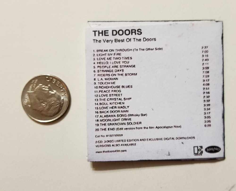 Miniature record album Barbie Gi Joe 1/6 playscale The Doors Jim Morrison Very