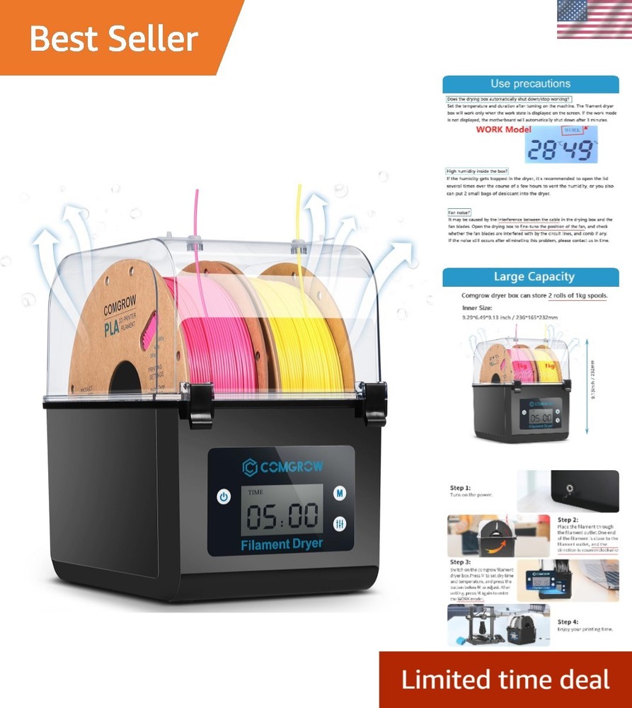 Compact 3D Filament Dryer Box with Effective Humidity Control and Storage