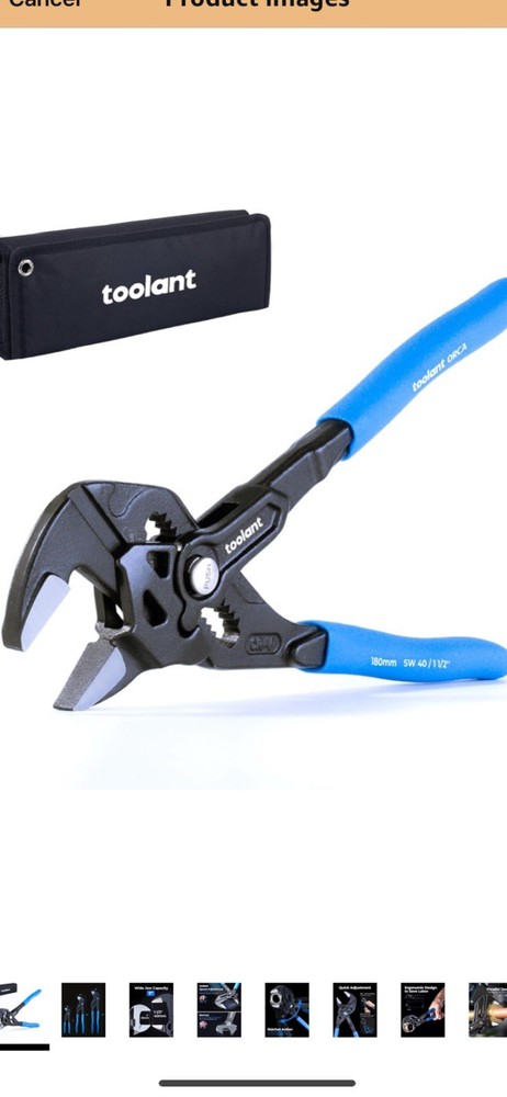 toolant 7-INCH Plier Wrench, CR-V Construction Adjustable Wrench With Pouch