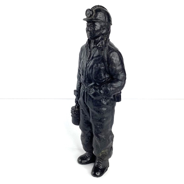 Coal Miner Statue with Bucket of Coal 10 inches