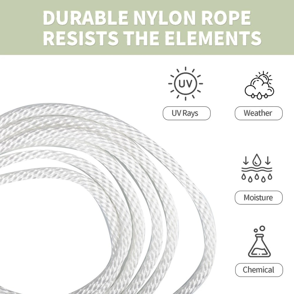 5/16 250'' White Solid Braid Industrial-grade Nylon Polyester Rope