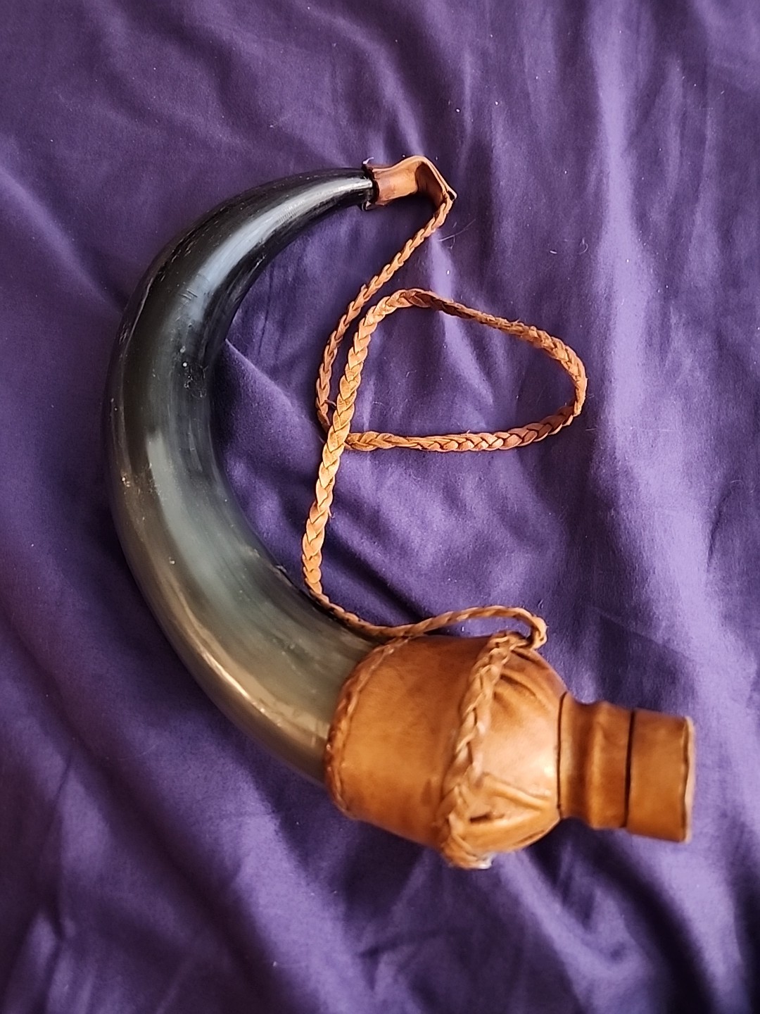 Rare | Handmade Bull Horn Drinking Flask Leather | Vintage HTF Fun Unique Viking