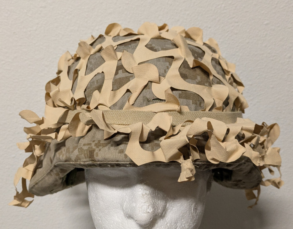 OIF/Fallujah US Military USMC Marines Lightweight Helmet Desert Scrim Cover LWH