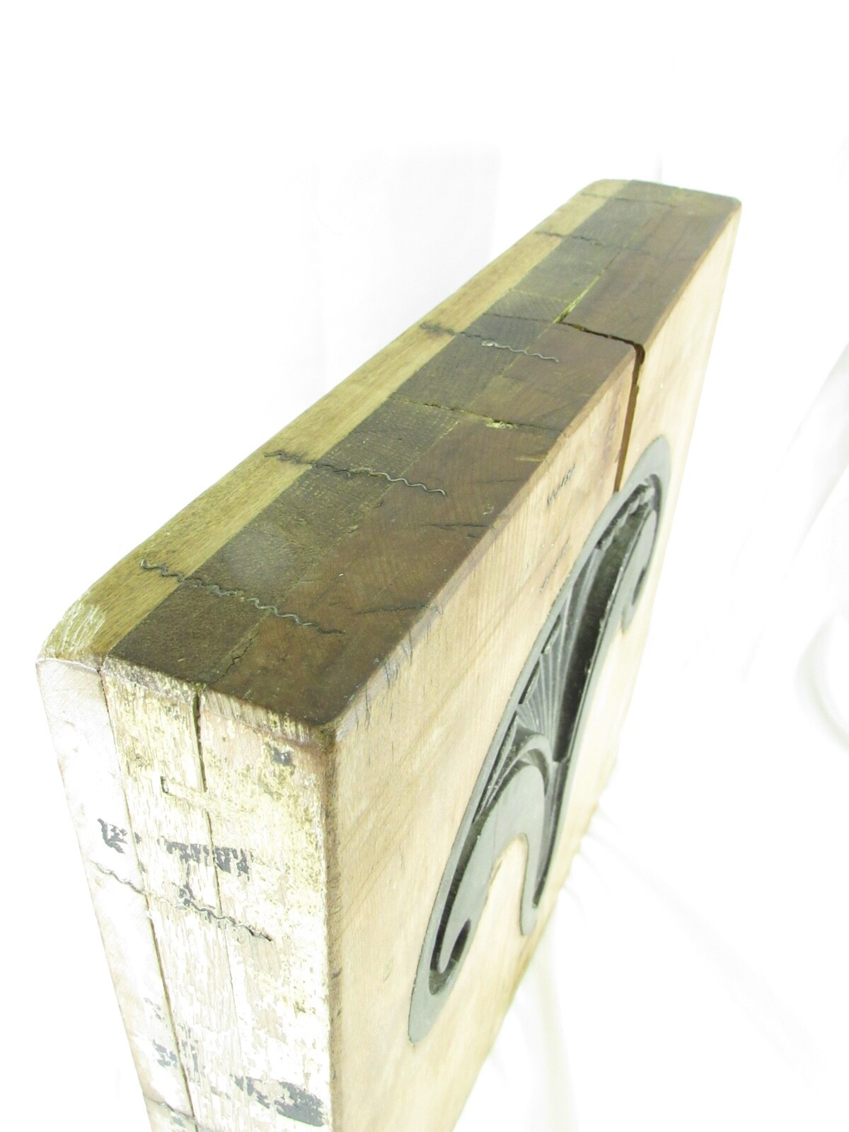 Antique Plaster Cast Molding Mold Wood Block Numbered Architectural Salvage