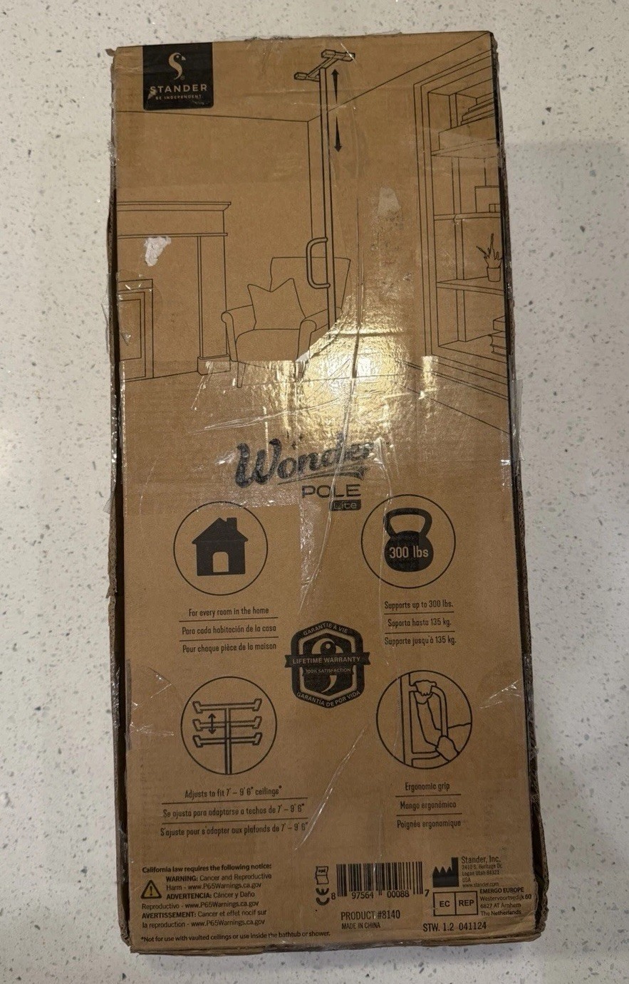 Wonder Pole Lite, Adjustable Floor to Ceiling Safety Grab Bar with Security Supp