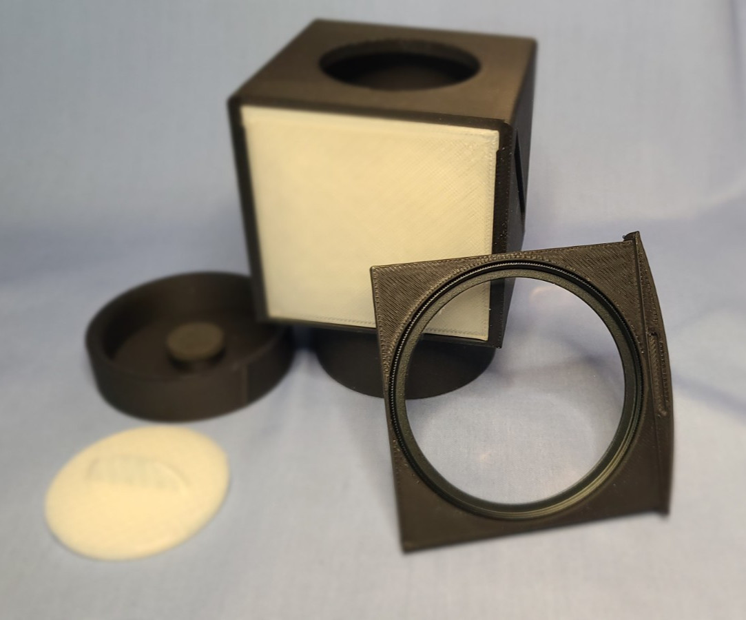 Axial Lighting Cube with diffuser for coin photography with Pro Photo Glass