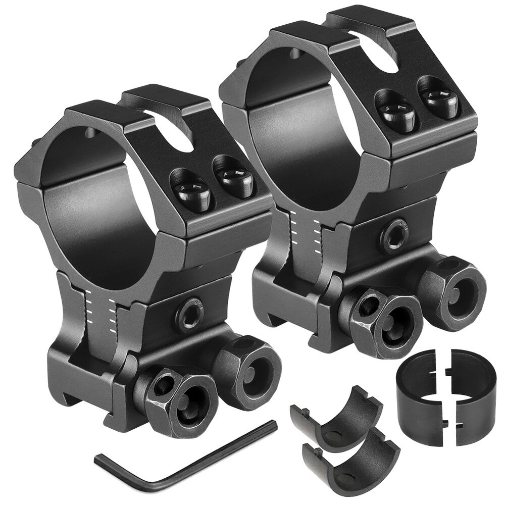 2Pcs 1"/30mm Adjustable Height Scope Ring Mount for 11mm Rail Dovetail Riser