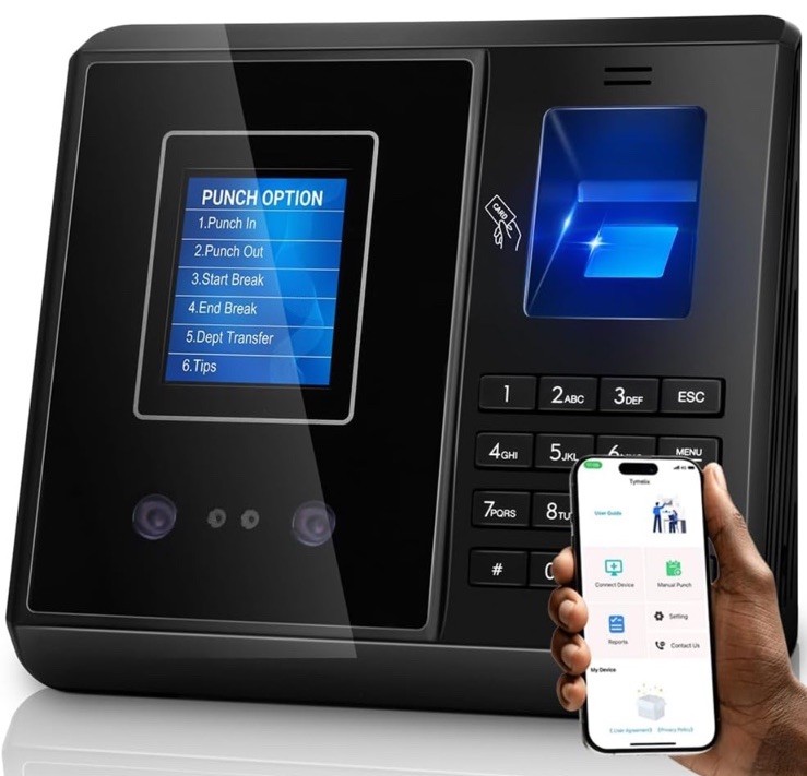 Time Clock,Free Software, App-Based, Face, Card & Fingerprint Attendance Machine