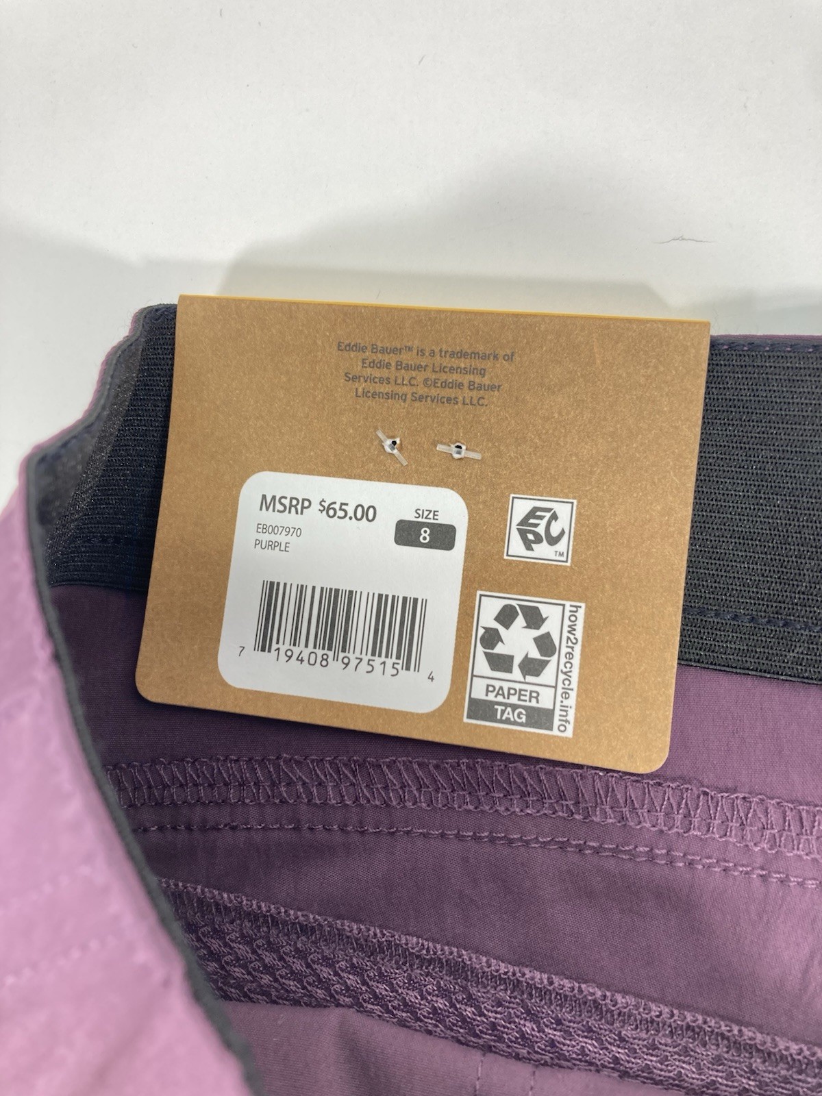 Eddie Bauer Performance Hiker Shorts Women 8 32X7 Purple Eggplant Stretch NWT