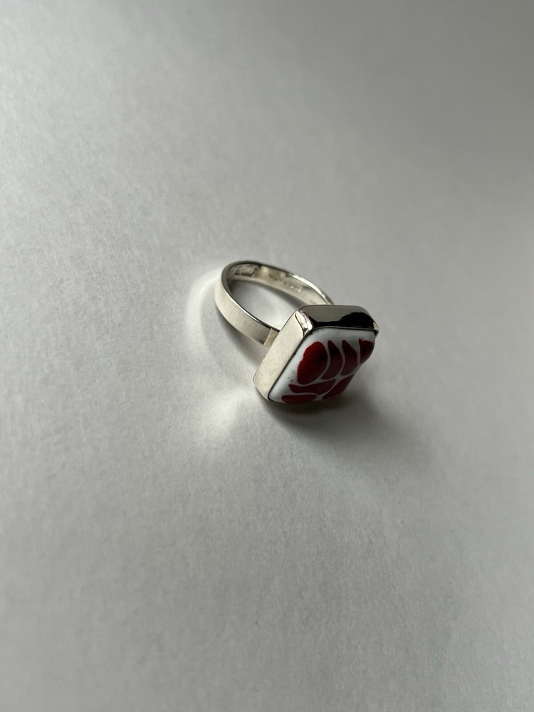 Square Talavera Ring 925 Sterling Silver Artisan Handmade