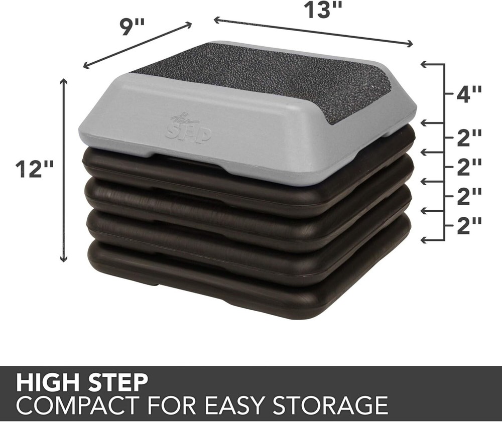 Home Gym Adjustable Aerobic Step Platform - Includes 4 Risers, Supports 275 lbs