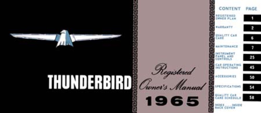 1965 Ford Thunderbird Owners Manual User Guide Reference Operator Book Fuses OEM