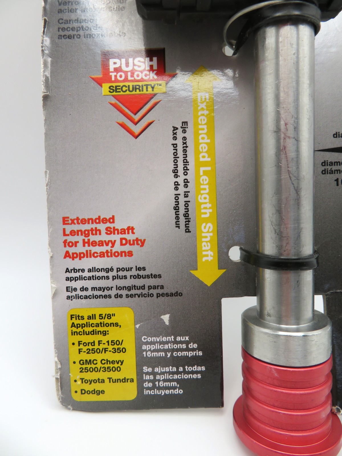 Stainless 5/8 Towing Receiver lock - Extended Length Shaft - Heavy Duty Trucks