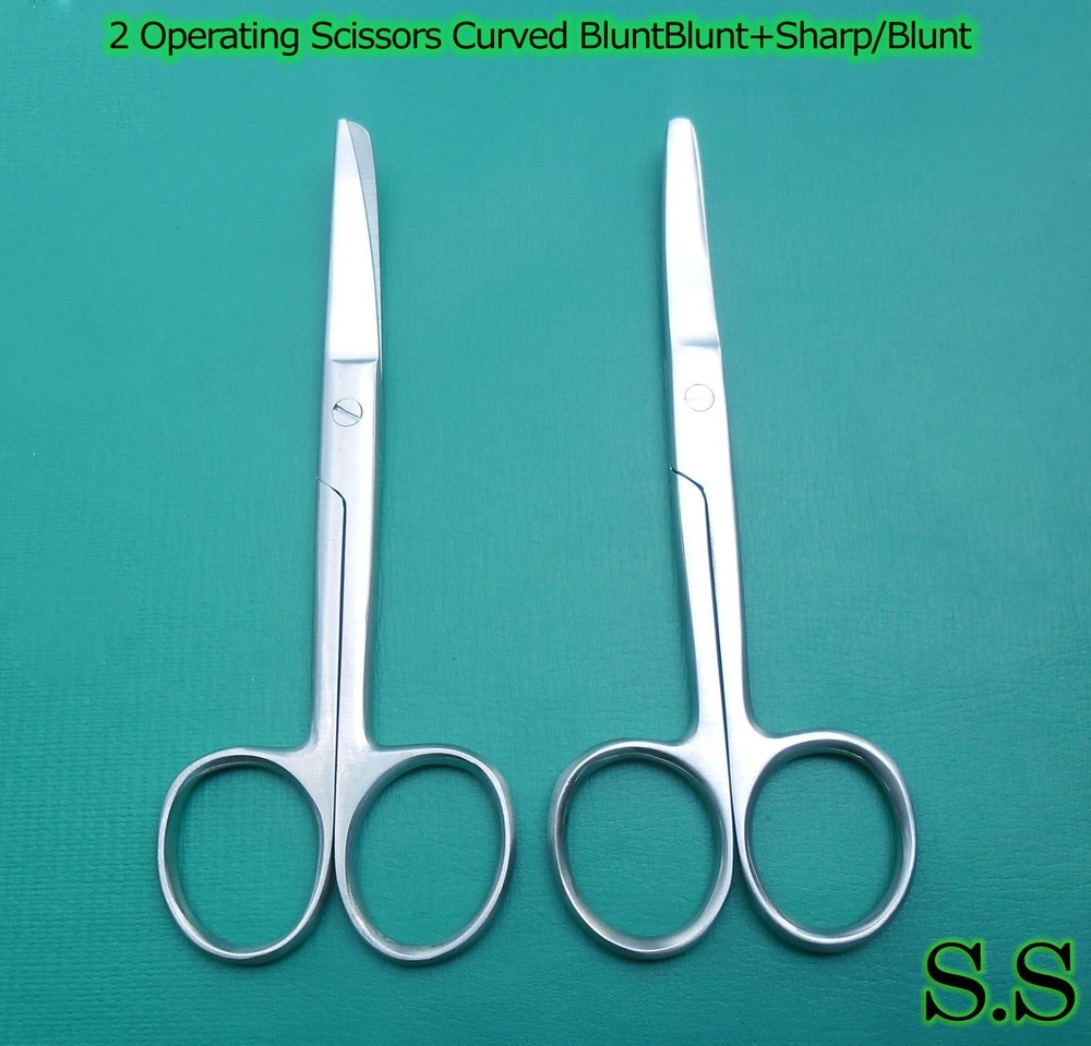 2 OPERATING DISSECTING SCISSORS 4.5"CURVED BLUNT/BLUNT SHARP/BLUNT