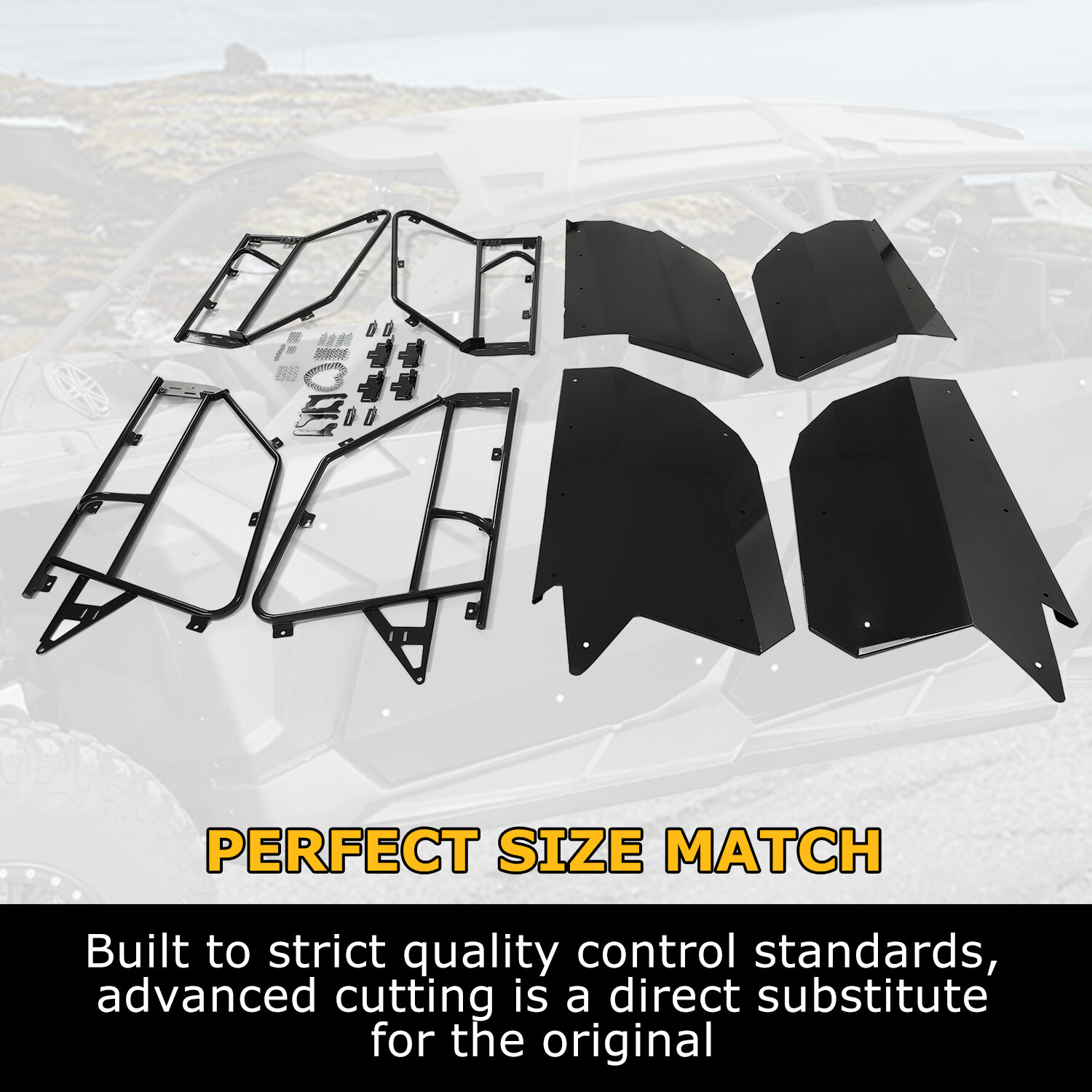 Black Aluminum Door Panel For CAN AM X3 1000 Full Doors 2017 2018 2019 -2023