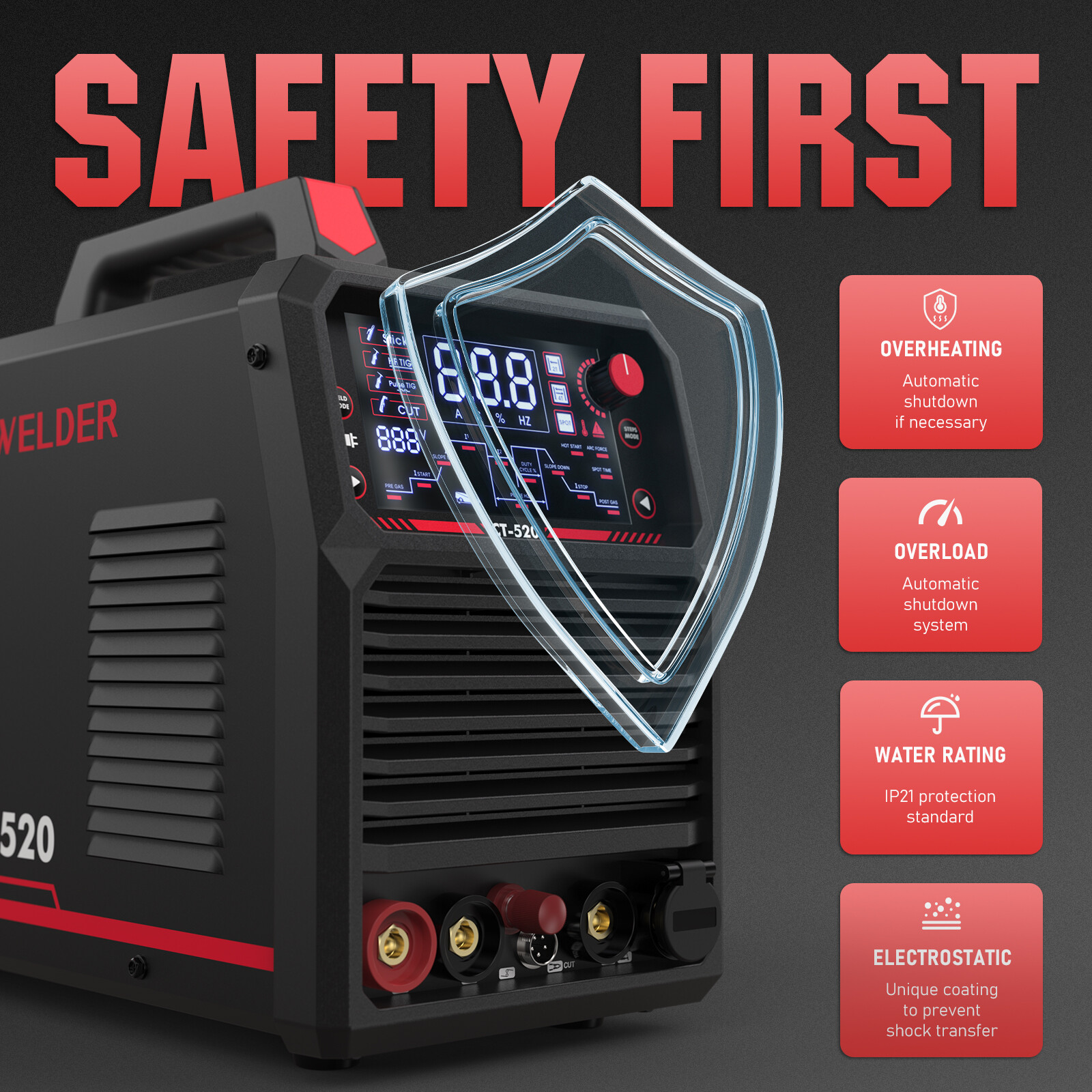 5-in-1 TIG Welder & Plasma Cutter, 200A TIG/Stick, 50A CUT, Dual Voltage